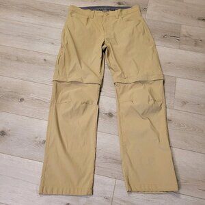 Eddie Bauer Pants Mens 34X30 Tan Convert Straight Leg Zip Pockets Lightweight